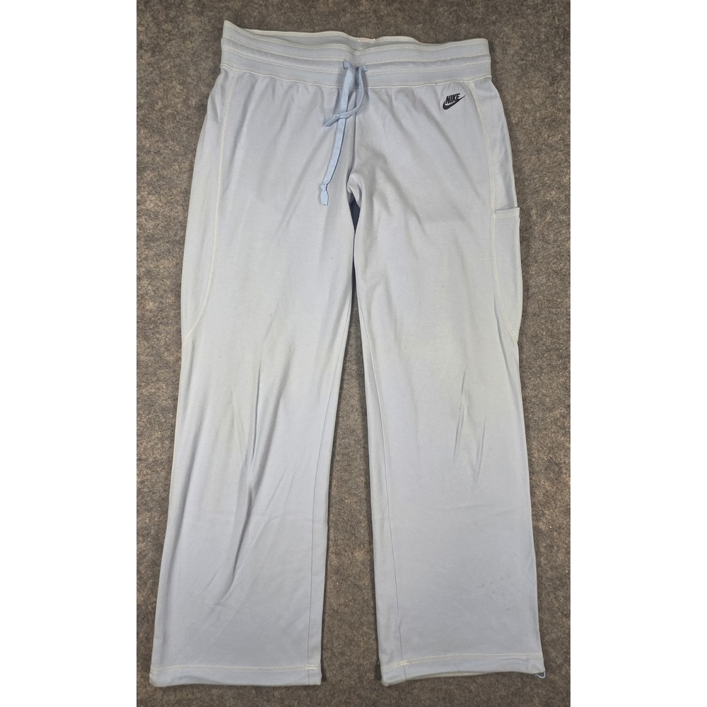 Nike Womens Light Blue Straight Leg Sweatpants Drawstring Size L Large